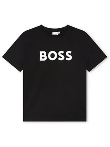 Image of Boss Black Junior Cotton T-Shirt With Logo Black Boys 8Y 209921UK