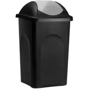 Image of Dust Bin Rubbish Waste Bin 60L Plastic Kitchen Recycling Swing Lid Plastic Home Black/Silver