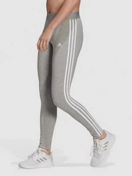 Image of Adidas Essentials 3 Stripe Legging, Medium Grey Heather, Size L, Women