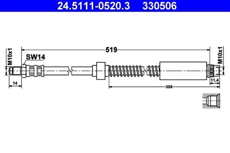 Image of ATE 24.5111-0520.3 Brake Hose Brake Hose (83)