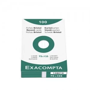 Image of Exacompta Record Cards Lined 75x125mm White 13801X (PK125)