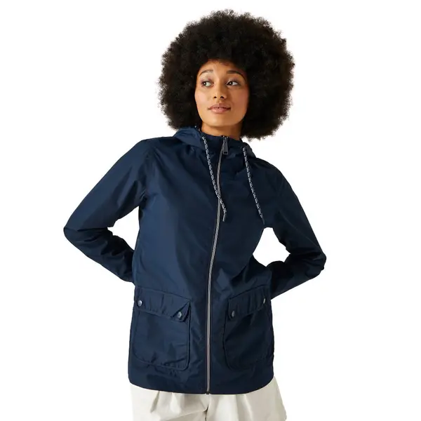 image of Regatta Womens Bayletta Full Zip Hooded Rain Coat 16 - Bust 40' (102cm) NAVY RWW418-540-16