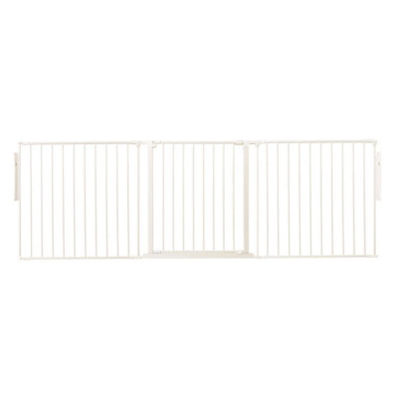 Image of Safetots Premium Multi Panel Room Divider, Up To 226Cm Wide, White, 70Cm Tall, Flexible Barrier With Door For Baby And Toddler