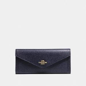 Image of Coach Soft wallet large flapover purse Blue