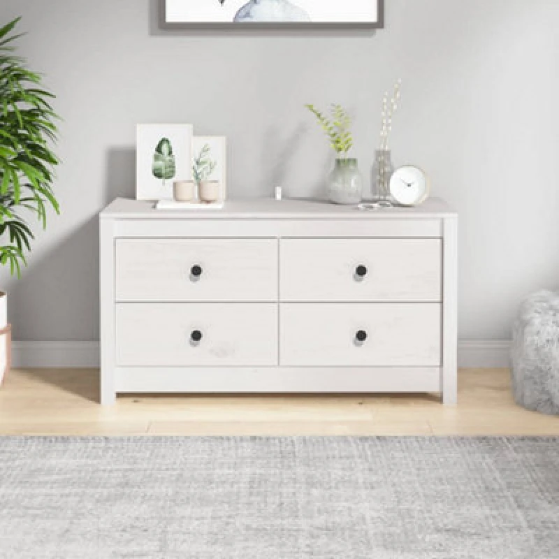 Image of Vidaxl Side Cabinet White 100X40X54cm Solid Wood Pine