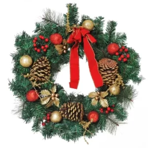 image of HOMCOM Christmas Door Wreath, 60cm Diameter