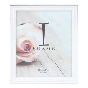 image of 8" x 10" - iFrame Plastic White & Silver Photo Frame