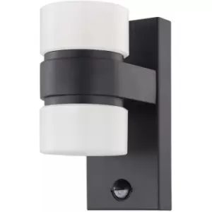 image of Loops - IP44 Outdoor Wall Light & pir Sensor Anthracite Aluminium 6W Built in led