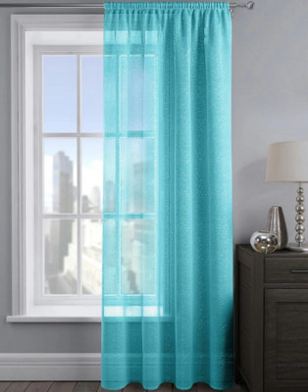 Image of Velosso Alessandria Sheer Voile Panel Slot Top in Teal Size: 137cm width x 137cm drop Teal Unisex 137cm width x 137cm drop