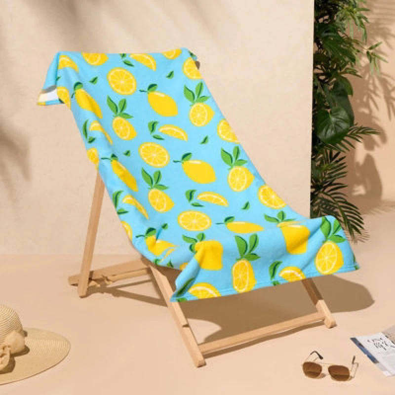 Image of OHS OHS Lemon Large Towel Bath Quick Dry Summer Travel Microfibre Absorbent in Yellow Size: Bath Towel Yellow Bath Towel Unisex 5027434181162
