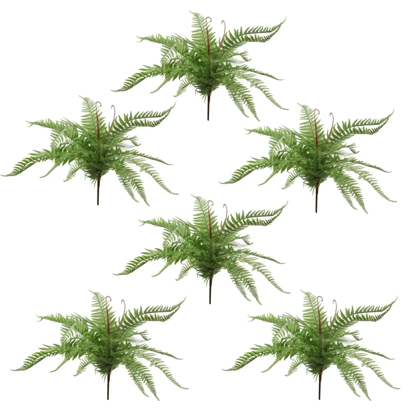 Image of Leaf 6 x 60cm Artificial Bushy Dixie Wood Fern Light Green Plant