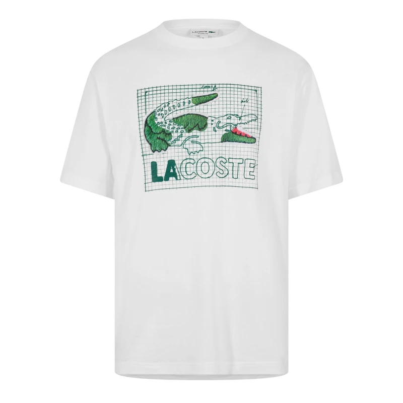 Image of Lacoste Lacoste Graphic Croc T-Shirt White - Lacoste - Size: 2XL49 White Male 2XL49 LA39305