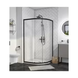Image of 1000 x 900mm Black Offset Quadrant Shower Enclosure - Pavo