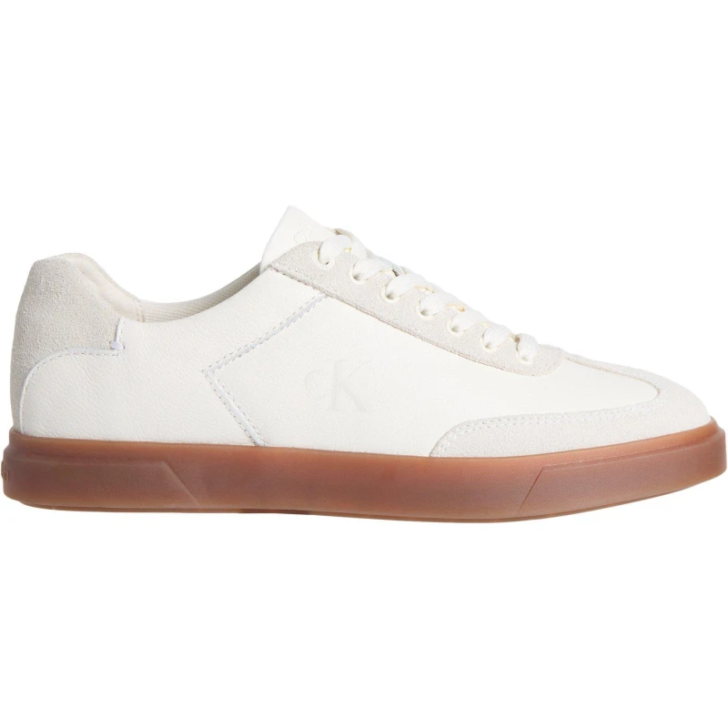 Image of Calvin Klein Jeans Womens Leather Court Trainers Marshmallow female 5 (38)