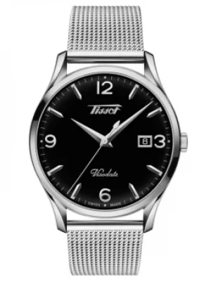 image of Tissot Mens Heritage Visodate Black Dial Mesh Bracelet Watch...