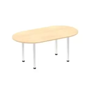Image of Impulse 1800mm Boardroom Table Maple Top Brushed Aluminium Post Leg