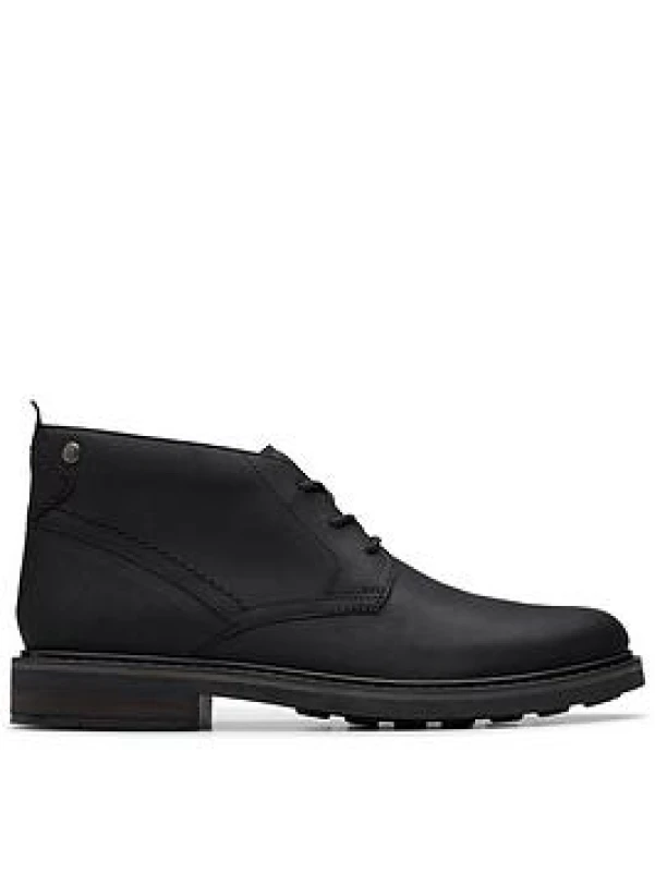 Image of Clarks Clarks Men Newford Mid Black Leather Lace Up,Ankle Boots Size: 6-Standard Fit Black 6-Standard Fit Male 5063421506600