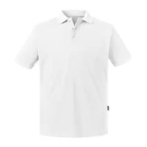 Russell Mens Pure Organic Polo (2XL) (White)