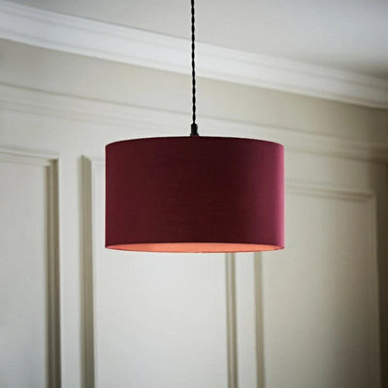 Image of Valuelights Reni Plum Fabric Drum Ceiling Lamp Shade (D)35Cm
