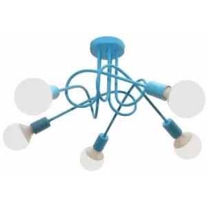 Image of Helam Oxford Multi Arm Semi Flush Ceiling Light Turquoise 50cm