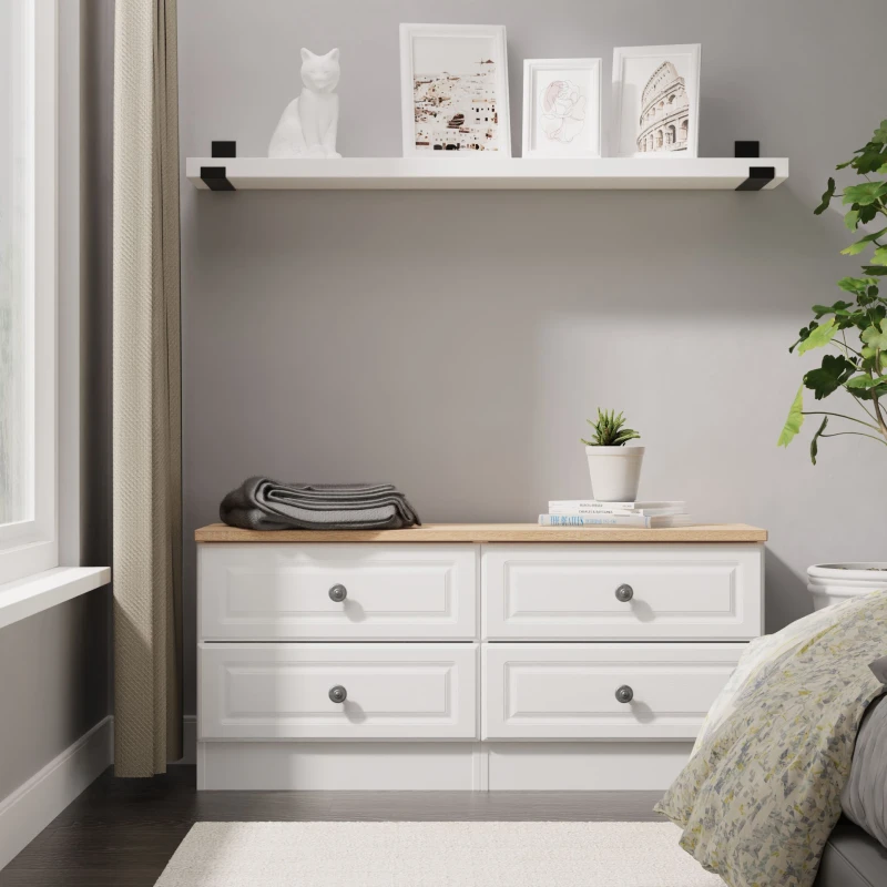 Image of Ready Assembled 2 U Surrey 4 Drawer Bed Box (Ready Assembled) in White Size: Small White Unisex Small
