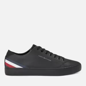 Image of Tommy Hilfiger TH Stripes Faux Leather Vulcanised Trainers - UK 10.5