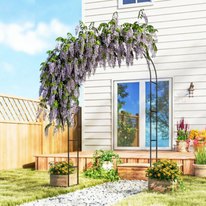 Image of Outsunny Garden Arch, 2.4 M High X 1.5 M Wide Metal Outdoor Wedding Arch