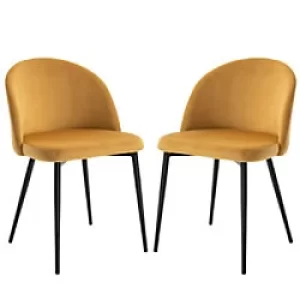 Image of PK2 HOMCOM Dining Chair Camel Polyester, Sponge, Metal 835-139