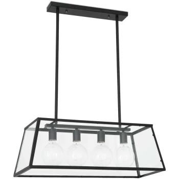 image of Faro Lighting - Faro Rose - 4 Light Ceiling Lantern Pendant Bar Black, E27