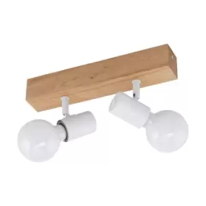 Image of 2 Spot Wall Flush Ceiling Light Colour Brown White Shade Bulb E27 2x60W