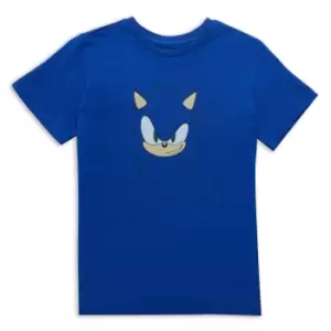 image of Sonic The Hedgehog Face Kids T-Shirt - Blue - 11-12 Years