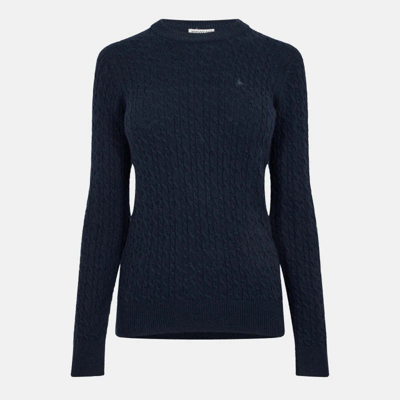Image of Jack Wills Jack Tinsbury Merino Wool Blend Cable Knitted Jumper Women Navy 09 female 6 (2XS)
