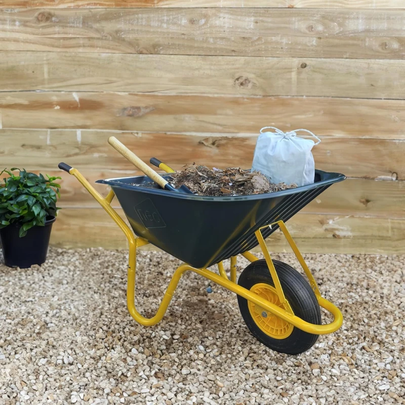 Image of Neo Garden Wheelbarrow Heavy Duty 110L 150kg Durable Plastic Green Tray Barrow, Green PWB-XL