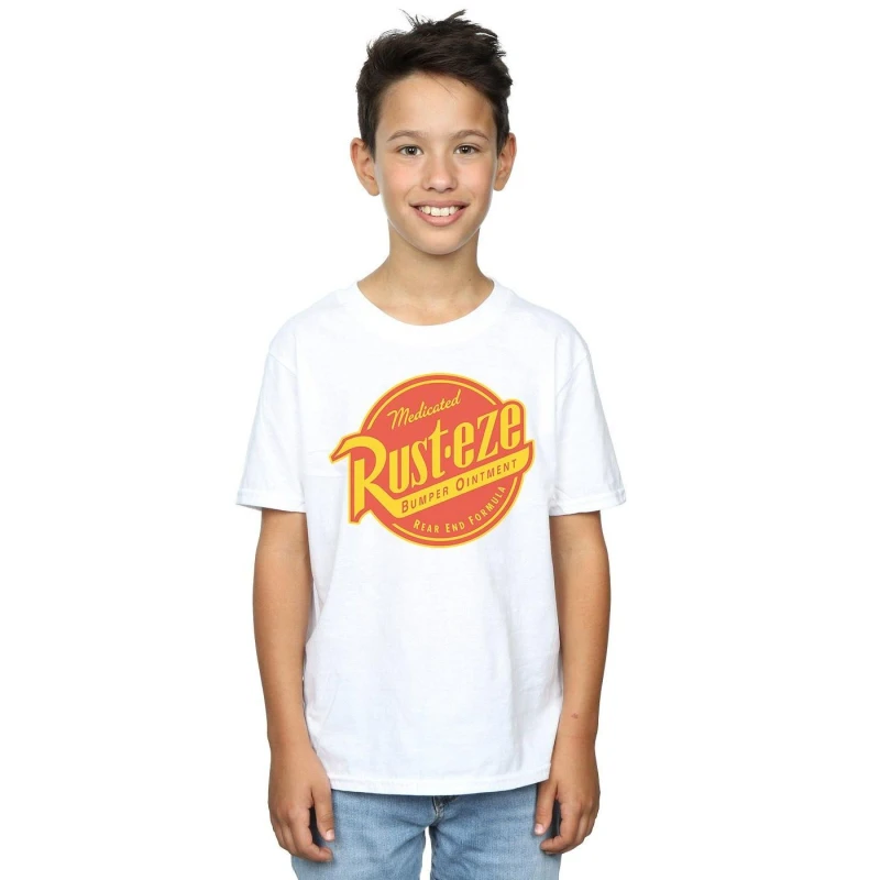 Image of Cars Rust-Eze Logo Cotton T-Shirt White male
