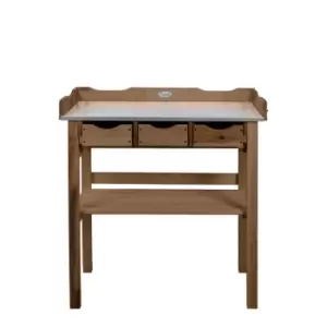 image of Esscherts Garden NG112 Potting Table With Drawers - Brown