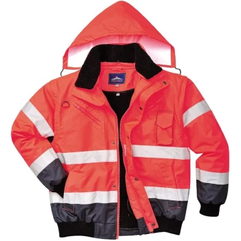 Image of Portwest - C465RNRL - sz L Hi-Vis Contrast Bomber Jacket - Red/Navy