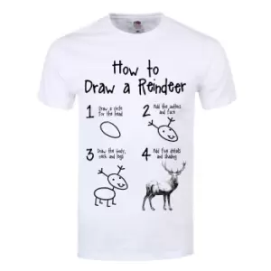 Image of Grindstore Mens How To Draw A Reindeer T Shirt (L) (White)