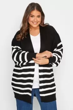 Image of Stripe Knit Balloon Sleeve Cardigan