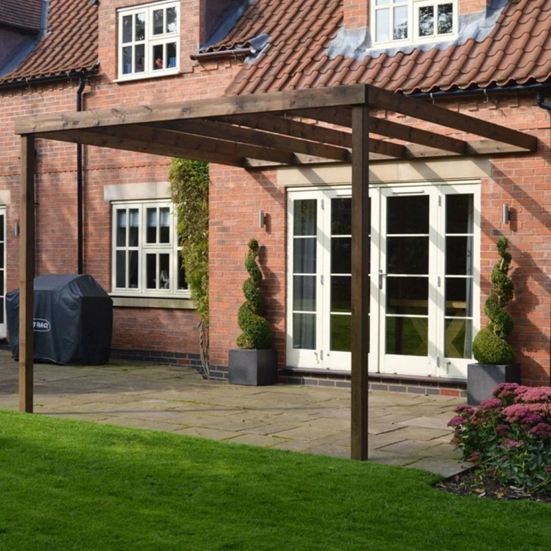 Image of Rutland County Garden Furniture Ltd Wall Mounted Box Pergola - L240 x W240 x H270cm - Rustic Brown Brown Unisex