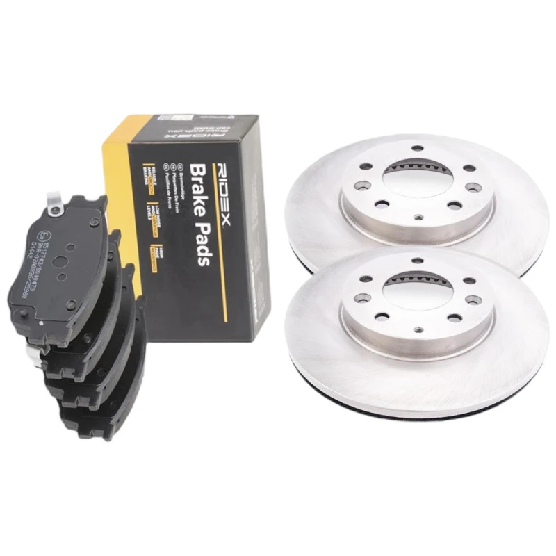 Image of RIDEX 3405B3058 Brake disc and pads set Front Axle, Brake Disc Type: internally vented, with acoustic wear warning Brake Set,disc brakes (3405)
