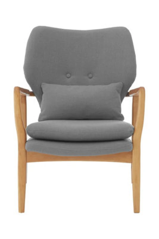 Image of Orsina Contemporary Grey Chair With Birhwood Frame, Nordic Design Wooden Chair, Supportive Seating Accent Chair