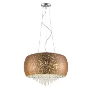 image of Impex Luna 5 Light Copper Crystal Pendant Ceiling Light