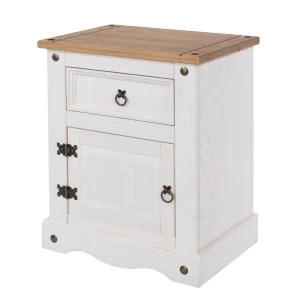 Image of Halea 1-Drawer, 1-Door Bedside Cabinet - White