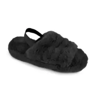 image of Slumberzzz Womens/Ladies Strap Slippers (UK 5-6) (Black)