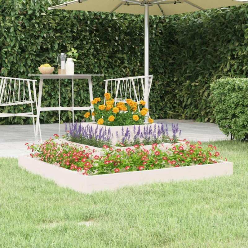Image of vidaXL Planter White 80x80x27cm Solid Wood Pine, White 823865