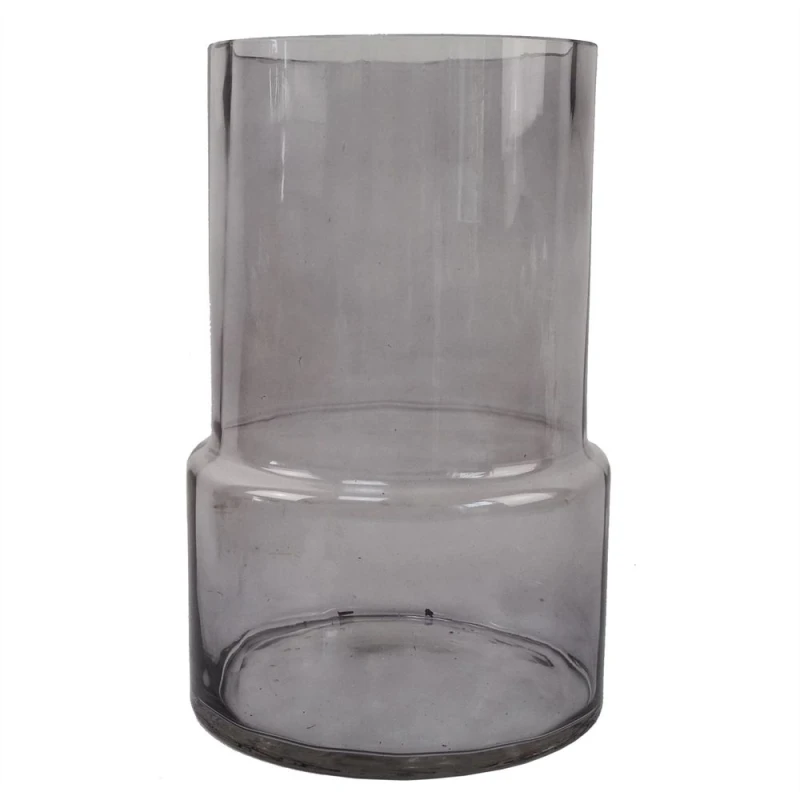 Image of Leaf Glass Vase Grey Smoke Glass Vase 26cm Botanik Grey