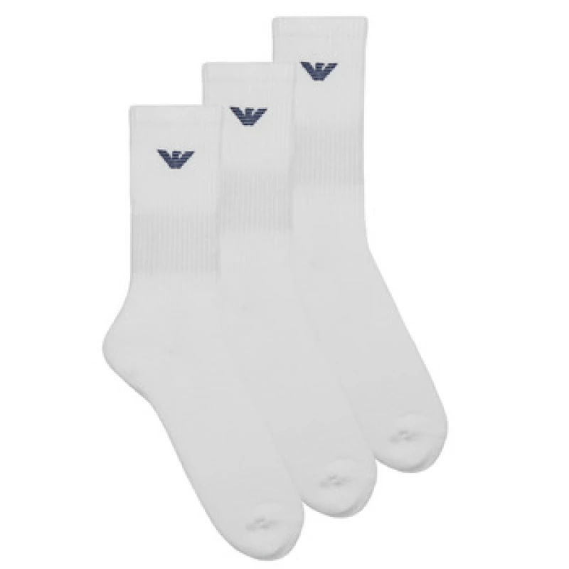 Image of Emporio Armani 3 Pack Crew Logo Socks - White White One Size