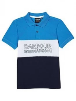 Image of Boys, Barbour International Bold Colour Block Polo Shirt - Blue, Size 10-11 Years