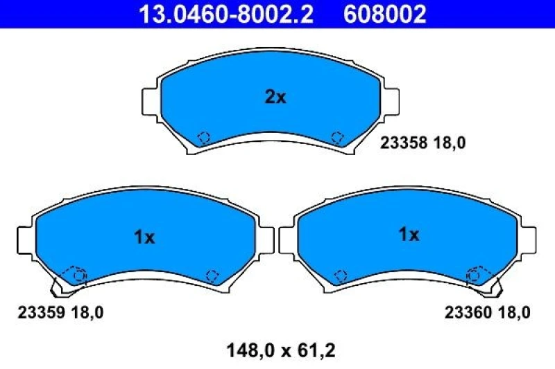Image of ATE 13.0460-8002.2 Brake pad set with acoustic wear warning Brake Pad Set,disc brake (402)