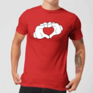 Image of Disney Mickey Heart Hands Mens T-Shirt - Red - L
